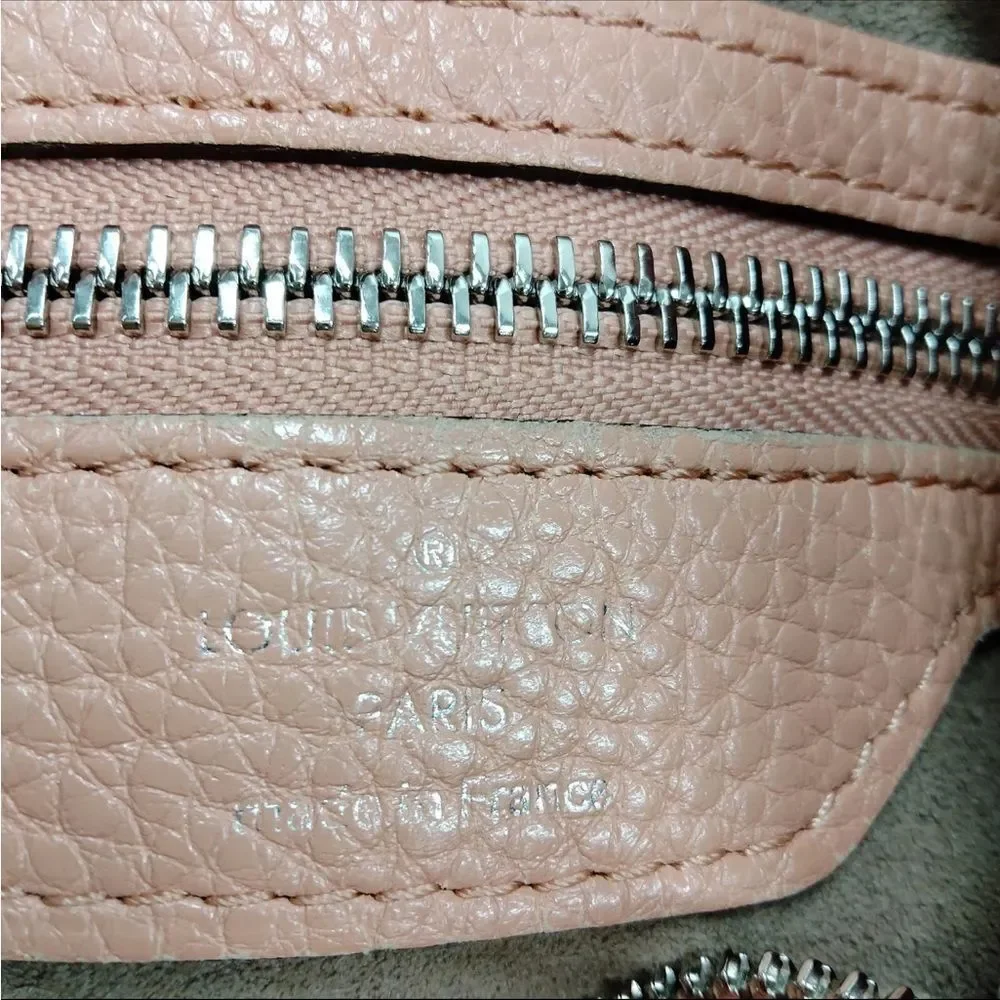 Auth Louis Vuitton Pink Monogram Empreinte LV Mahina Selene PM Tote